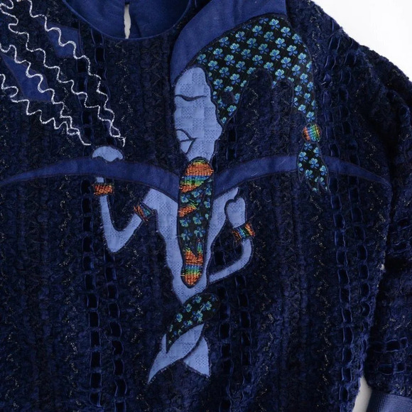 Vintage Season Fashion Navy Knit Crewneck Sweater Size 13 - Picture 11 of 14